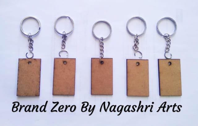 Brand Zero MDF Key Chain Rectangle Design - Combo Of 5 Pcs - Select Your preferred Size & Thickness