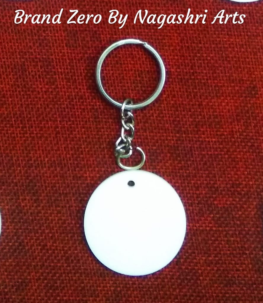 Brand Zero White Acrylic Key Chain Round Design - 40mm Diameter - Select the Thickness