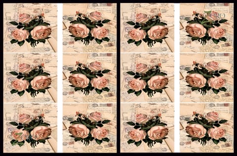 Brand Zero Luxury Speciality Decoupage Paper- Messenger Roses  Tiles