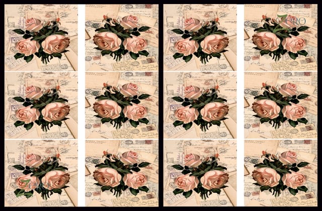 Brand Zero Luxury Speciality Decoupage Paper- Messenger Roses  Tiles