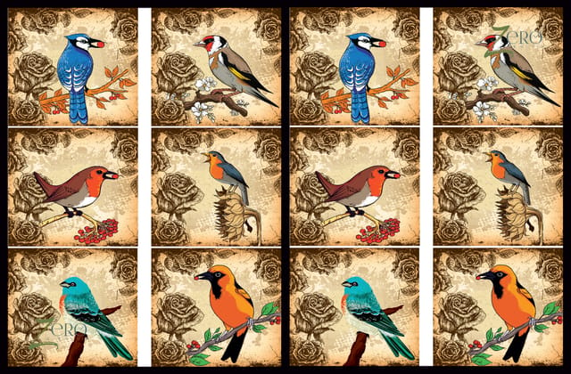 Brand Zero Luxury Speciality Decoupage Paper - Birds Paradise 1 Tiles