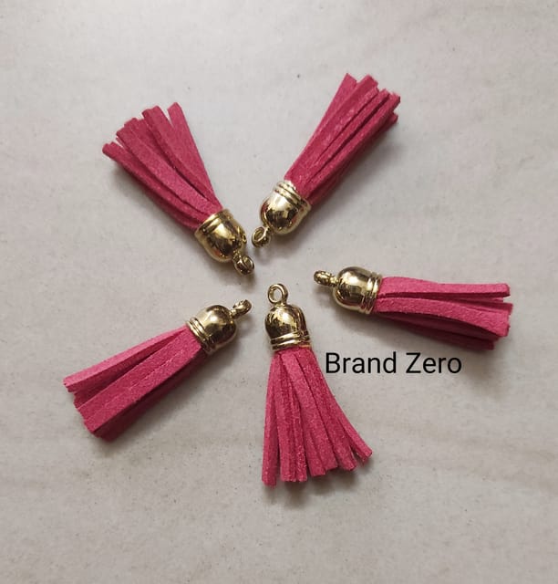 Brand Zero Leather Faux Suede Tassels -  Red Color With Red Cap - Pack of 5