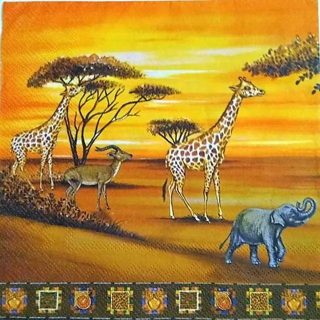 Decoupage Napkin / Tissue papers - 33cm by 33cm - Africa 1