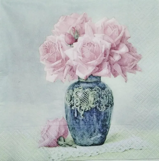 Decoupage Napkin / Tissue papers - 33cm by 33cm - Flower Vase