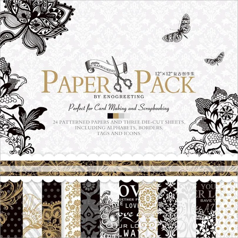 Black and Gold Paper Pack 12 by 12