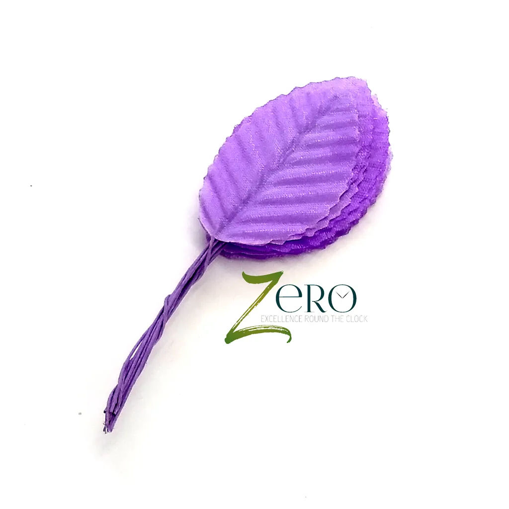 Bunch of 10 Pcs Hand Made Fabric Leaves - Purple Color