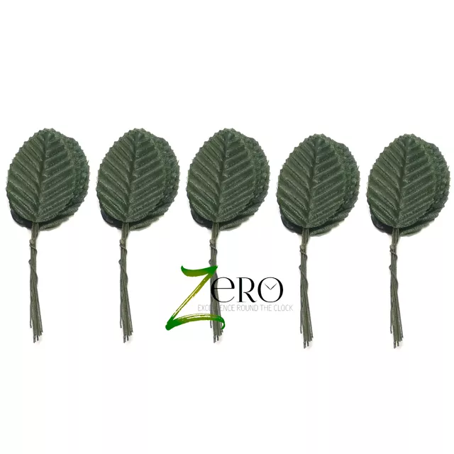 Bunch of 50 Pcs Hand Made Fabric Leaves - Green Color