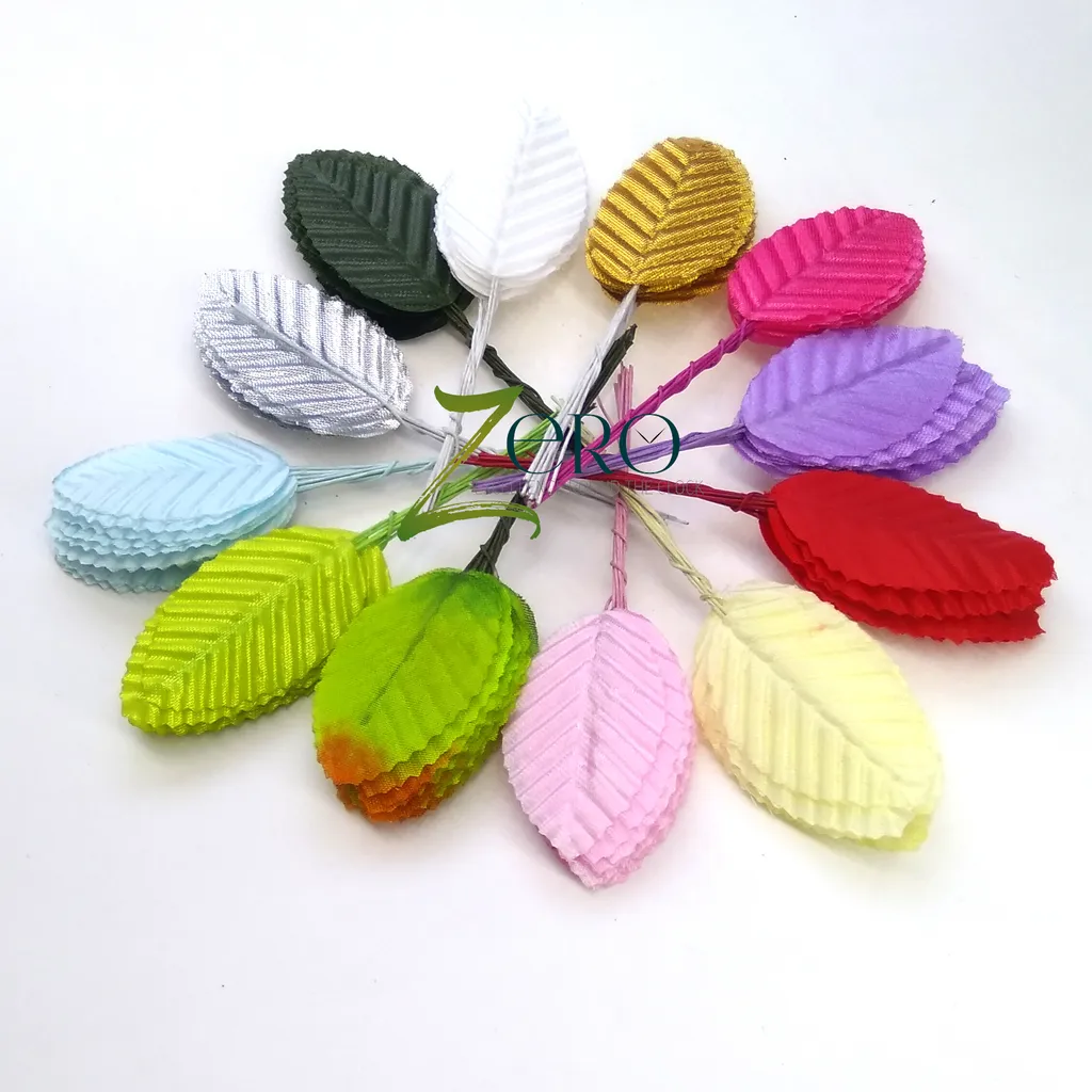 Bunch of 120 Pcs Hand Made Fabric Leaves - 10 Pcs Each In 12 Assorted Colors