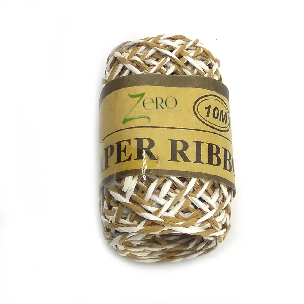 Double Color Paper Twine String 10 Meter Roll - Brown White 2 Ply - 2mm Diameter
