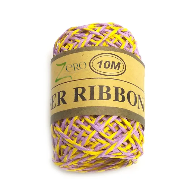 Double Color Paper Twine String 10 Meter Roll - Yellow Purple 2 Ply - 2mm Diameter
