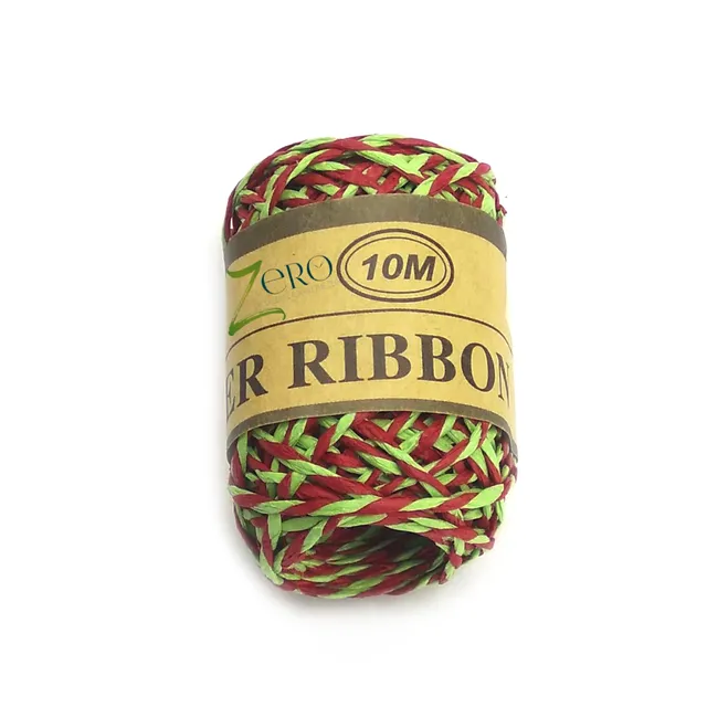 Double Color Paper Twine String 10 Meter Roll - Red Green 2 Ply - 2mm Diameter