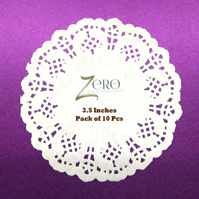 Brand Zero Paper Lace Dolly 3.5 Inches White Color - Pack of 10 Pcs