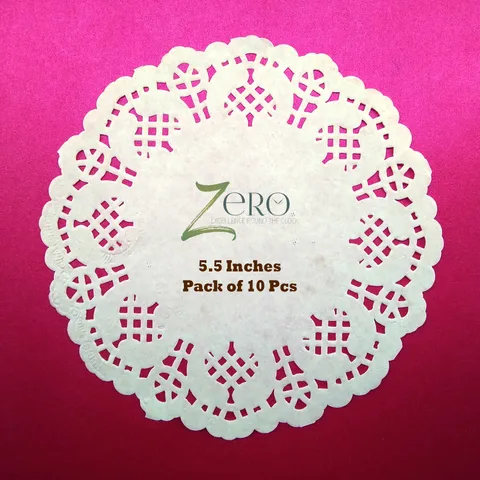 Brand Zero Paper Lace Dolly 5.5 Inches White Color - Pack of 10 Pcs