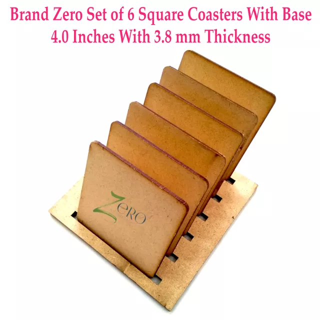 Brand Zero Set Of 6 Square Coasters With Stand - Pack of 6 Coasters And 1 Piece Stand