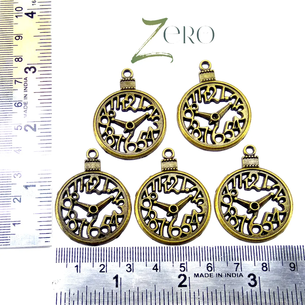 Brand Zero Vintage Metal Charms - Clock - Pack of 5 Pcs - 30mm*39mm*2mm