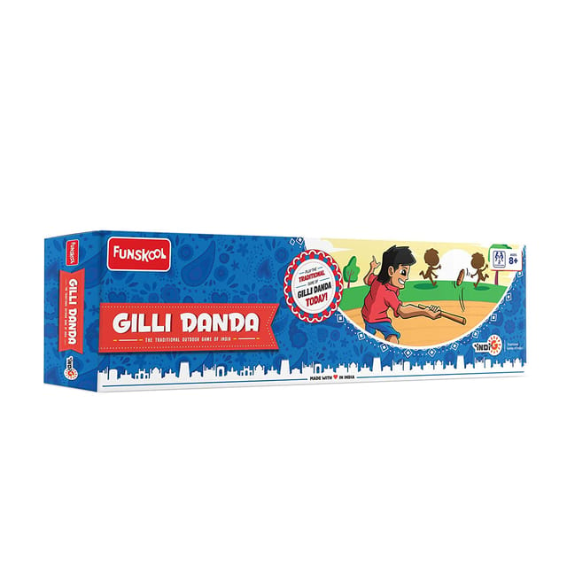 Funskool Games Gilli Dhanda | The Traditional Outdoor Game of India | Wooden Gilli and dhanda Included | Kids and Adults | 2 Teams | 8 & Above