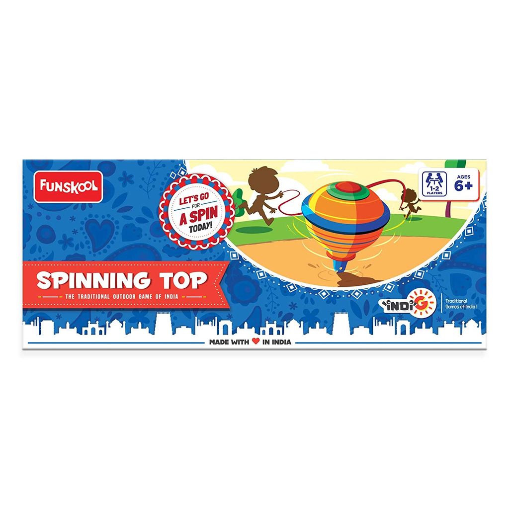 Funskool Games Spinning top | The Traditional Outdoor Games of India | 2 Traditional Wooden Spinning top | Outdoor and Indoor Toy | 1 - 2 Players | 6 & Above
