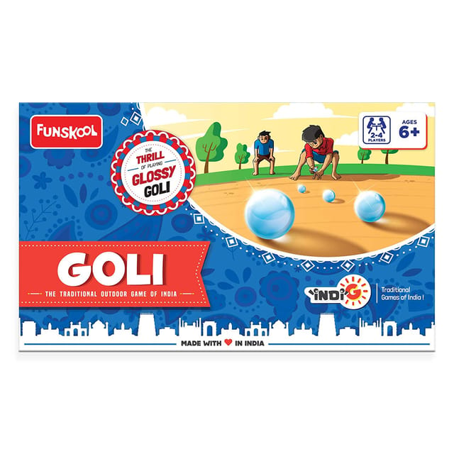 Funskool Games Goli | The Traditional Outdoor Games of India | Glossy goli Included | Kids | 2 - 4 Players | 6 & Above