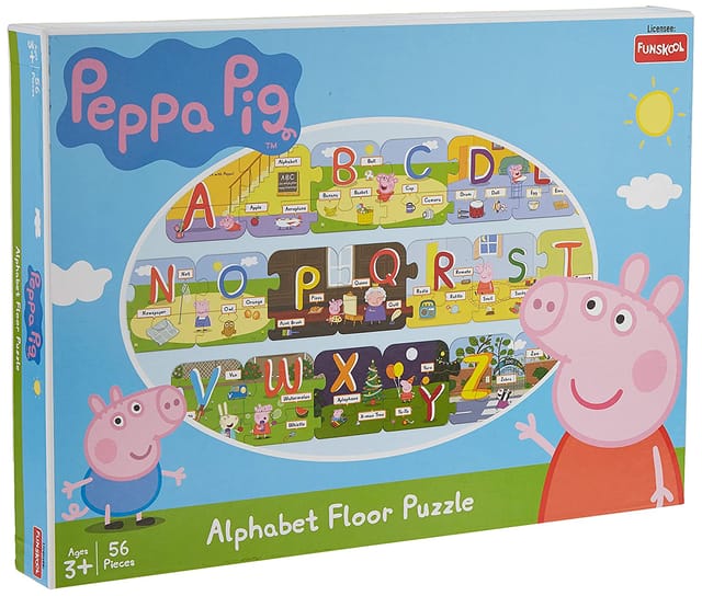 Funskool-Peppa Pig Alphabet Floor,Educational,56 Pieces,Puzzle,for 3 Year Old Kids and Above,Toy