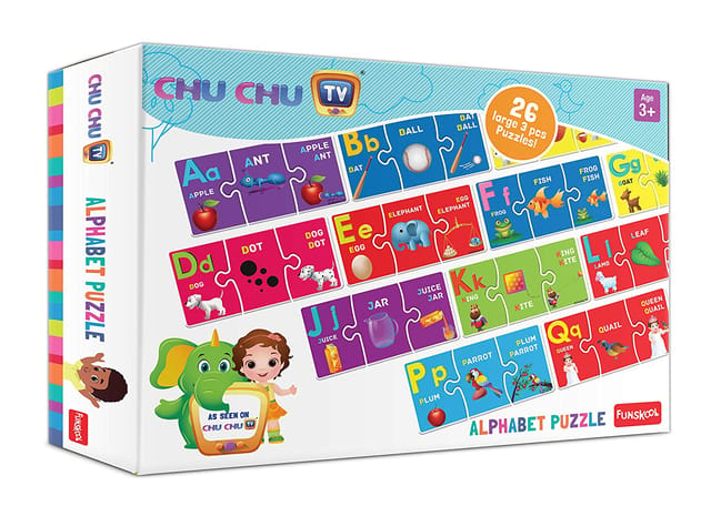 Funskool-Chu Chu Alphabets,Educational,26 Pieces,Puzzle,for 3 Year Old Kids and Above,Toy