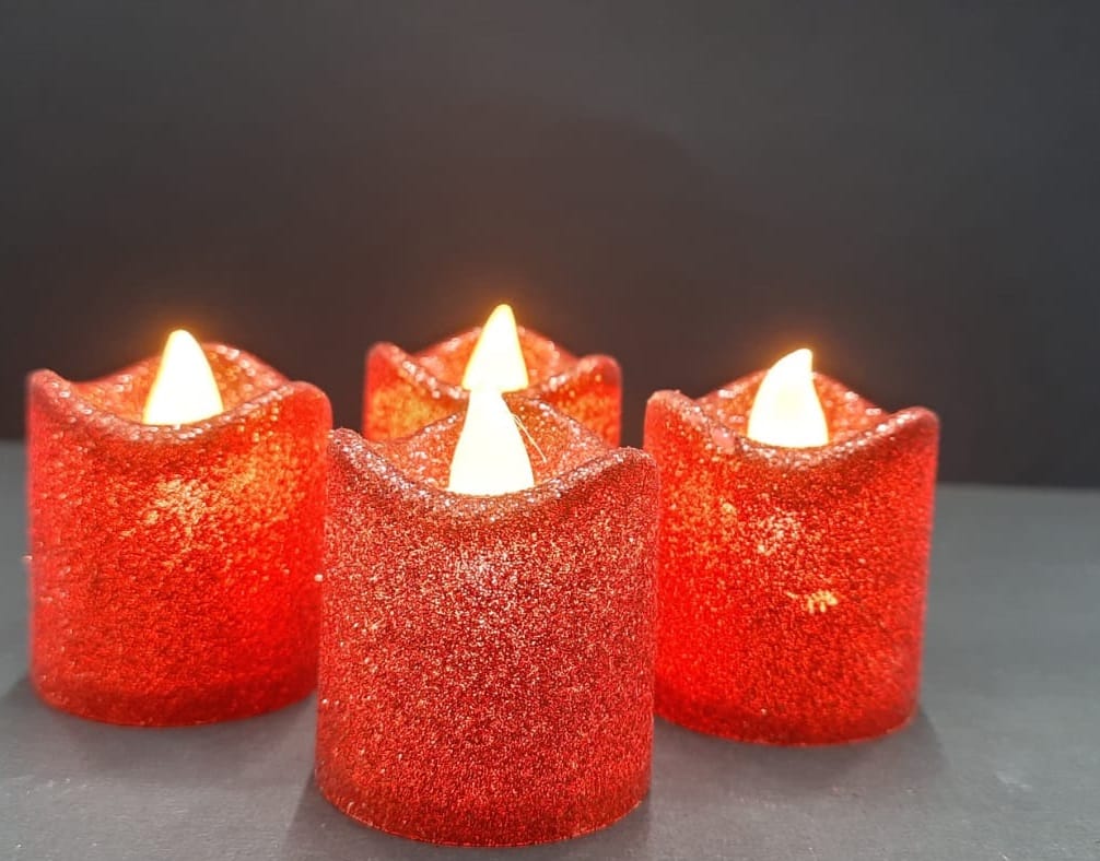 Red Glitter Led Candles