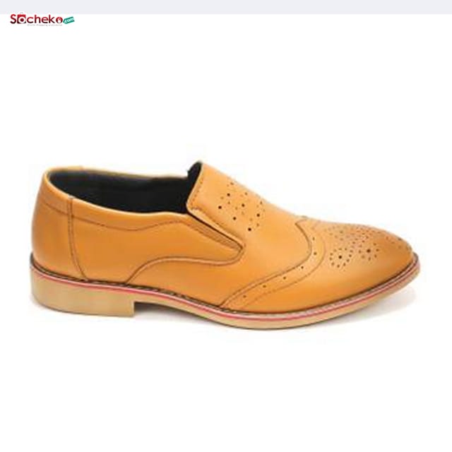 Light Brown Slip On Formal Shoes For Men