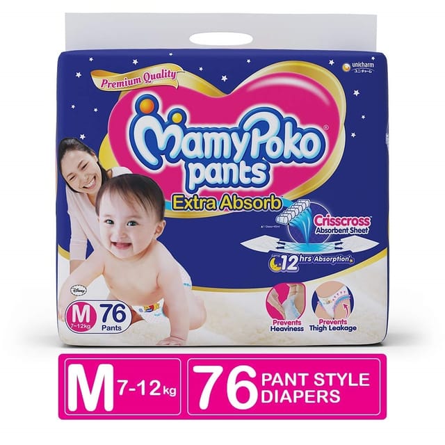 MamyPoko Pants 7-12Kg Medium Baby Diaper (76 pants)