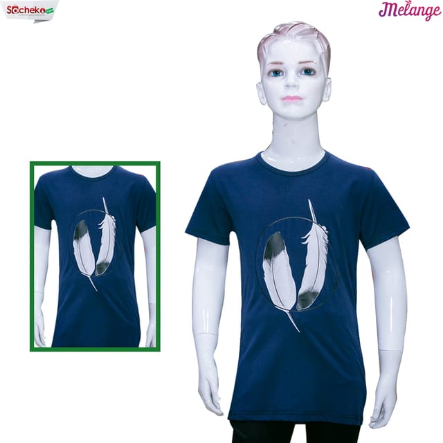 Melange Feathers Kid T-Shirt Dark Blue