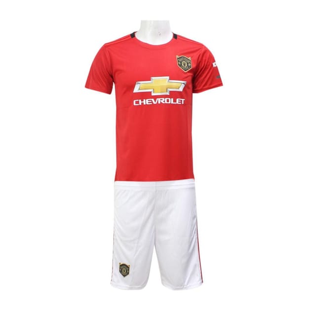 Red/White Chevrolet Manchester United Jersey And Shorts Set For Men