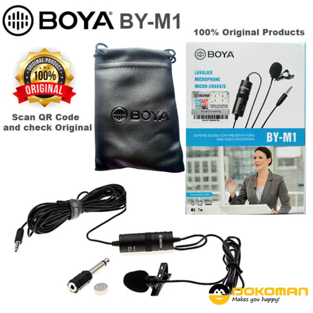 BOYA (BY-M1) Condenser Microphone, Lavalier Mic for Mobile, PC & DSLR