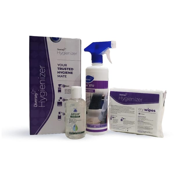 Diversey Hygienizer Pack With Disinfectant Cleaner Hand Sanitizer & Dry Wipe Tissue