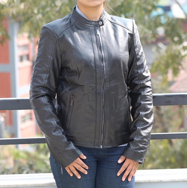 100% Pure Pakistani Leather Jacket For Women (Black)