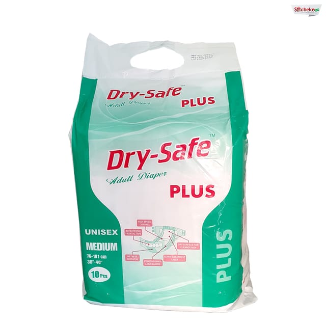 Dry Safe Plus Unisex Adult Diapers (Medium)