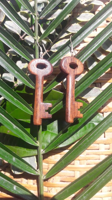 unique wooden earring (key shape)