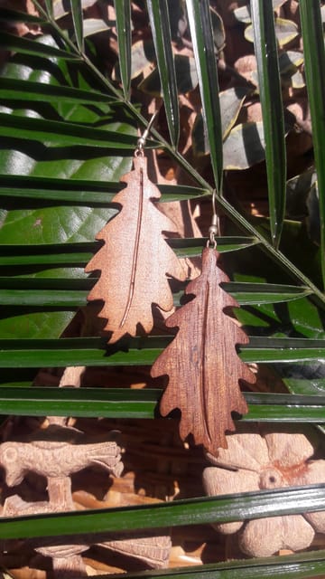 unique wooden earring(leaf)