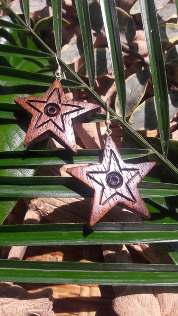 unique wooden earring(5 point star)