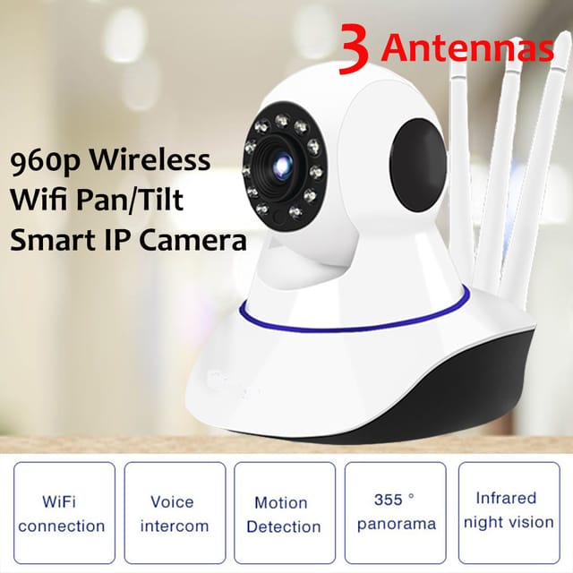 360 Hd Indoor Wireless Wifi Cctv Camera - 3 Antenna / Auto Tracking