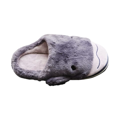 Grey Bunny Designed Fur Winter Slippers