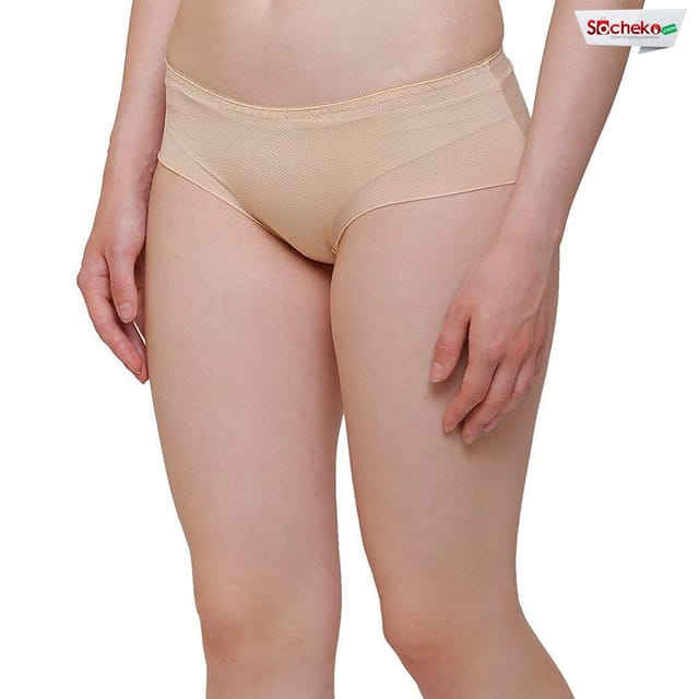 Cream Solid Silk Seamless Panty For Women