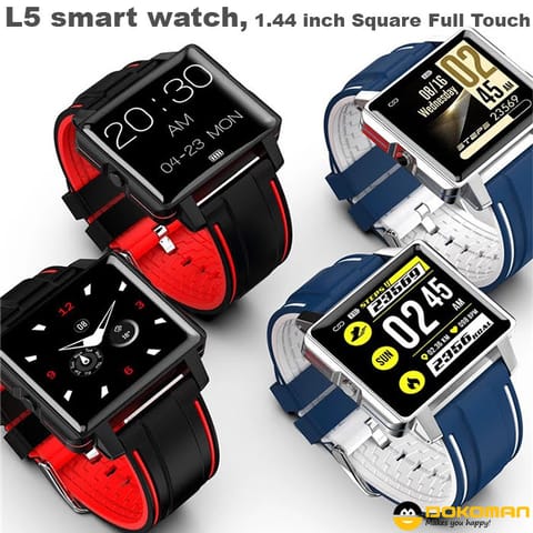 L5 Smart Watch, Square Full Touch Heart Rate BP Sports IP67 Waterproof