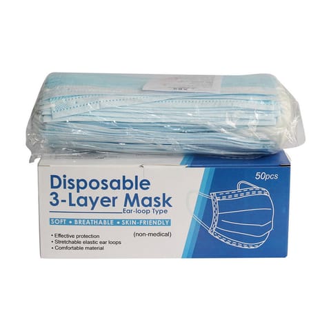 Disposable 3-Layer Mask - 50 Pieces