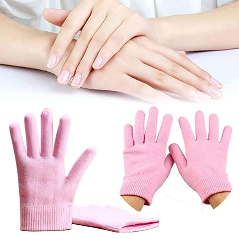 Gel Spa Moisturizing Therapeutic Gloves for Dry Hands and Beauty, Soft Cotton Cosmetic Moisture Gloves with Thermoplastic Gel Lining, Soften Silicone Glove Infused for Dry Skin