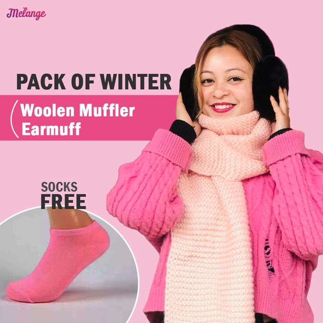 Unisex Winter Combo(Woolen Ear Muff and Woolen Muffler)