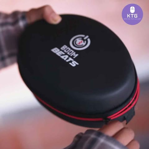 Boom Beats Headphones Case Carrying Hard Shell Protective Zipper Semi Waterproof Shockproof Storage