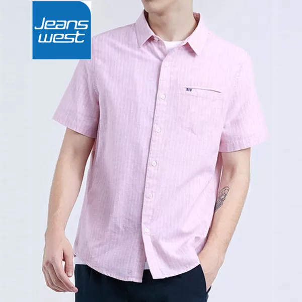 pink shirt and jeans men