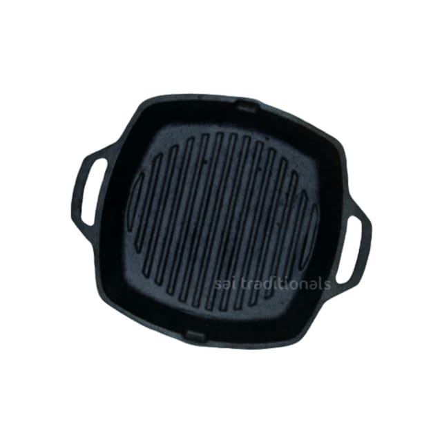 Sai Traditionals - Cast Iron Seasoned Grill Pan - Double Handled
