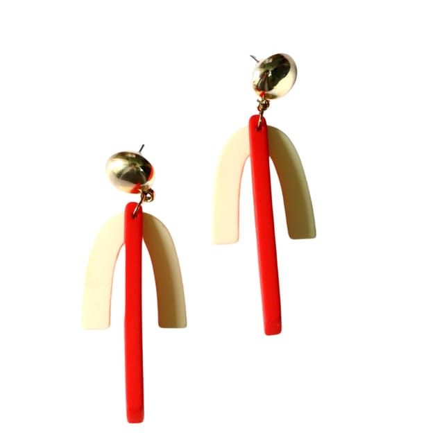 Abarnika- Lightweight White & Red Statement Earrings