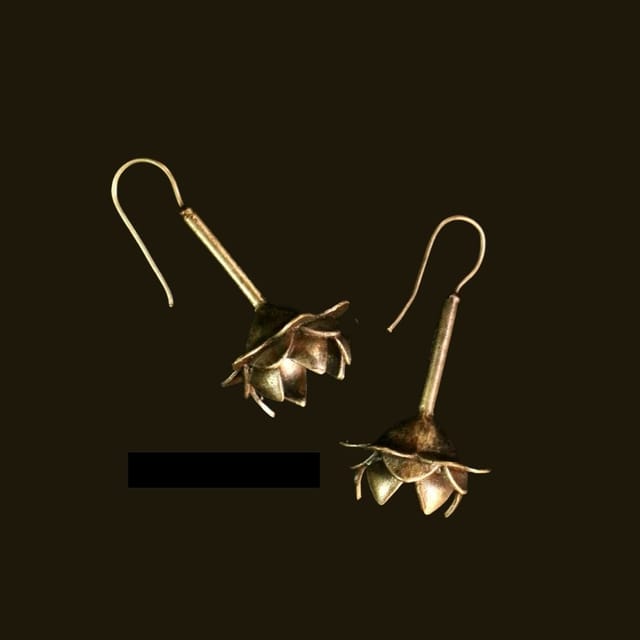 Abarnika- German silver Lotus fusion earrings