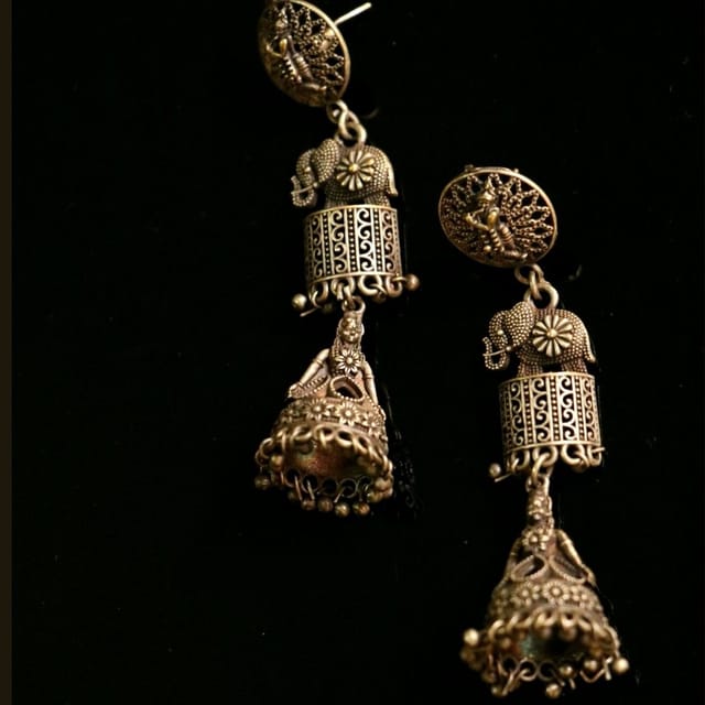 Abarnika- German silver Lord Krishna fusion earrings