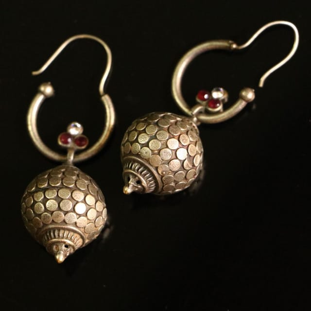 Abarnika- Antique silver Gaddha fusion earrings